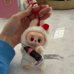 Labubu Coca Cola Red and White Bunny Plush Keychain